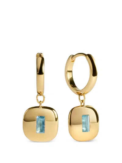 Monica Vinader Womens Gemdrop Small 18ct Gold Vermeil And Blue Topaz Hoop Earrings