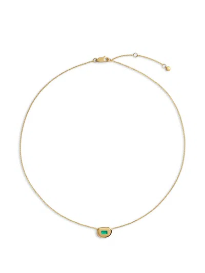 Monica Vinader Womens Gemdrop Soft Oval 18ct Gold Vermeil And Green Onyx Chain Necklac
