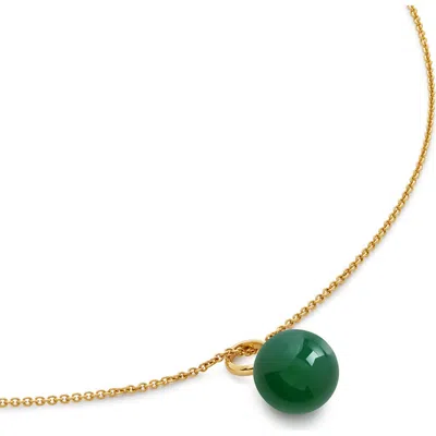 Monica Vinader Green Onyx Pendant Necklace In 18ct Gold Vermeil/green Onyx