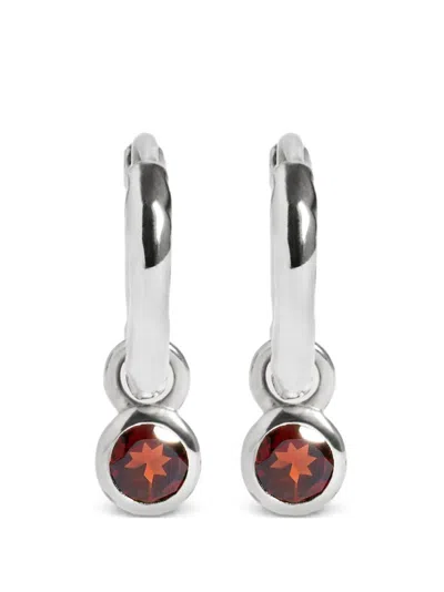 Monica Vinader Gemstone-pendant Hammered Earrings In Silver