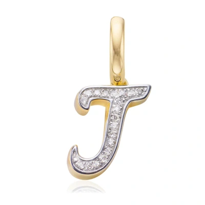 Monica Vinader Gold Alphabet J Diamond Pendant Charm Diamond