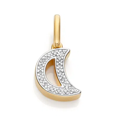 Monica Vinader Gold Alphabet Moon Diamond Pendant Charm Diamond