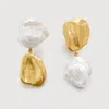 Monica Vinader Gold Keshi Pearl Small Drop Earrings Pearl In White/gold