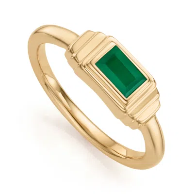 Monica Vinader Gold Baja Deco Ring Green Onyx