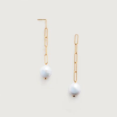 Monica Vinader Gold Baroque Pearl Chain Earrings Pearl