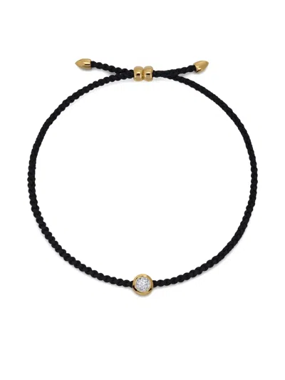 Monica Vinader Gold-bead Solitaire Diamond Bracelet In Black