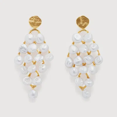 Monica Vinader Gold Capri Keshi Pearl Cocktail Earrings Pearl In 18ct Gold Vermeil/pearl