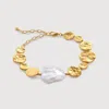 Monica Vinader Gold Capri Keshi Pearl Disc Bracelet Pearl
