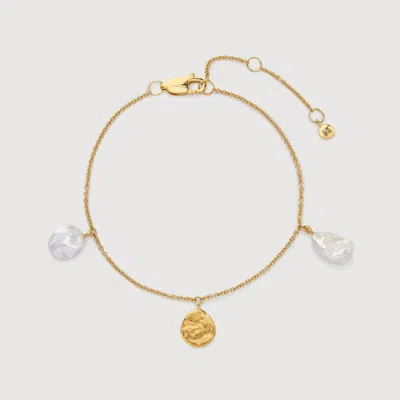 Monica Vinader Gold Capri Keshi Pearl Station Bracelet Pearl