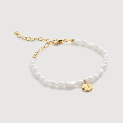 Monica Vinader Gold Capri Keshi Pearl Bracelet Pearl In 18ct Gold Vermeil/pearl