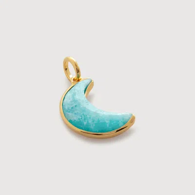 Monica Vinader Gold Crescent Moon Gemstone Pendant Charm Amazonite