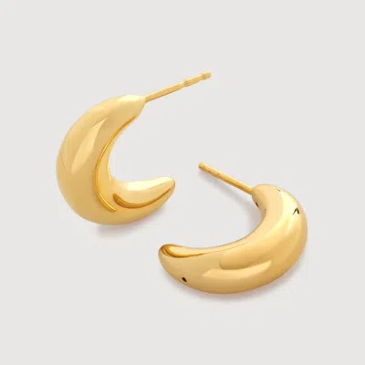 Monica Vinader Gold Crescent Moon Medium Hoop Earrings In 18ct Gold Vermeil