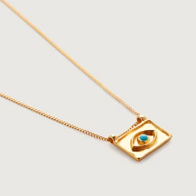 Monica Vinader Gold Deia Evil Eye Necklace Adjustable 43cm/17' Turquoise