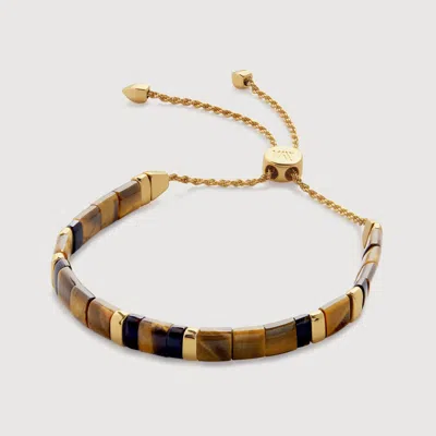 Monica Vinader Gold Delphi Gemstone Friendship Bracelet Tigers Eye In 18ct Gold Vermeil/tigers Eye