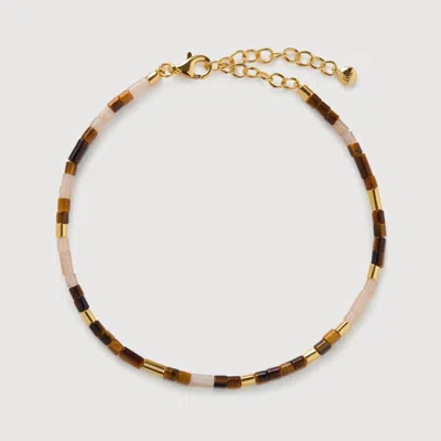 Monica Vinader Gold Delphi Multi Gemstone Beaded Bracelet Tigers Eye