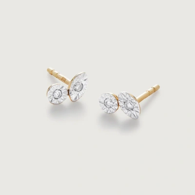 Monica Vinader Gold Diamond Duo Stud Earrings Diamond