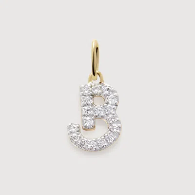 Monica Vinader Gold Lab Grown Diamond Initial B Pendant Charm Lab Grown Diamond In 14k Solid Gold