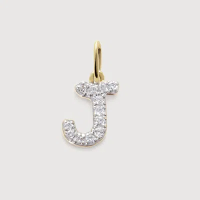 Monica Vinader Gold Lab Grown Diamond Initial J Pendant Charm Lab Grown Diamond In 14k Solid Gold
