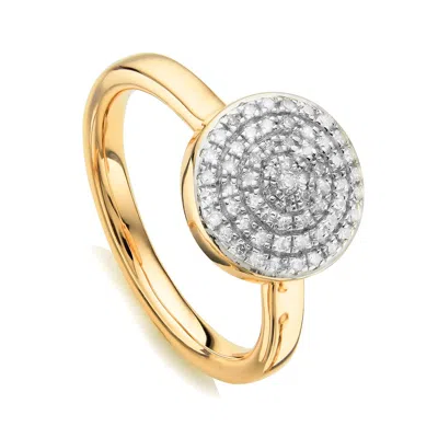 Monica Vinader Gold Fiji Large Button Stacking Ring Diamond