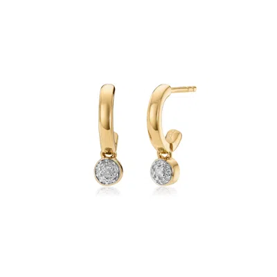 Monica Vinader Gold Fiji Tiny Button Diamond Mini Huggie Earrings - Diamond Diamond