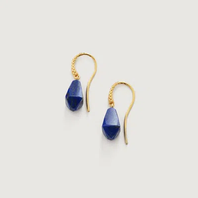 Monica Vinader Gold Geometric Gemstone Wire Earrings Lapis