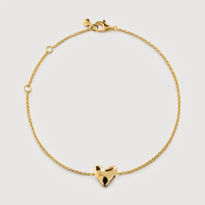 Monica Vinader Gold Heart Chain Bracelet In 18ct Gold Vermeil