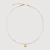 Monica Vinader Gold Heart Mini Pearl Necklace Pearl In 18ct Gold Vermeil/pearl