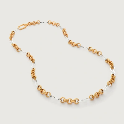 Monica Vinader Gold Heritage Link Mixed Metal Necklace Adjustable 50cm/20'