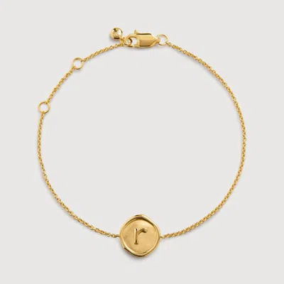 MONICA VINADER GOLD INITIAL R STAMP CHAIN BRACELET