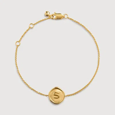 MONICA VINADER GOLD INITIAL S STAMP CHAIN BRACELET