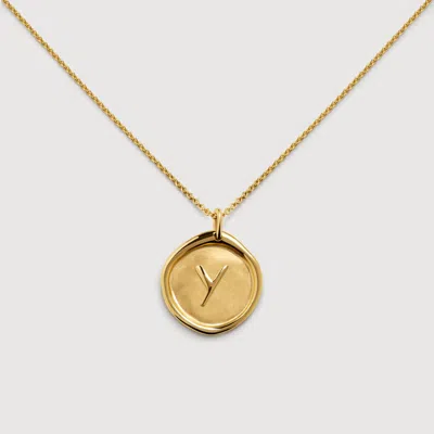 Monica Vinader Gold Initial Y Stamp Chain Necklace