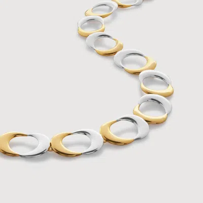 Monica Vinader Gold Kissing Moon Mixed Metal Collar Necklace Adjustable 39.5-47cm/15.5-18.5' In Metallic