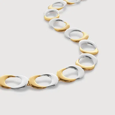 Monica Vinader Gold Kissing Moon Mixed Metal Necklace In Metallic