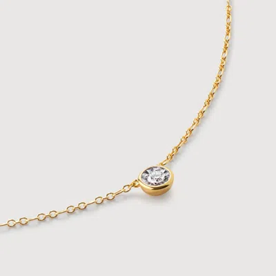 Monica Vinader Gold Lab Grown Diamond Large Solitaire Necklace Adjustable 41-46cm/16-18' Lab Grown Diamond