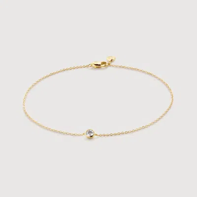 Monica Vinader Gold Lab Grown Diamond Solitaire Chain Bracelet Lab Grown Diamond In 14k Solid Gold