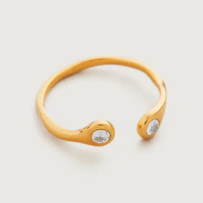 Monica Vinader Gold Mini Gem Open Ring White Topaz