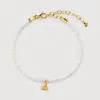 Monica Vinader Gold Heart Mini Pearl Bracelet Pearl In Gold