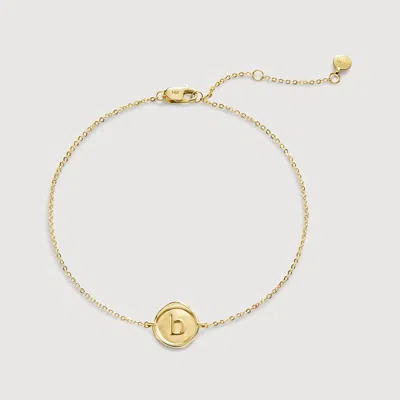 Monica Vinader Gold Mini Initial Stamp B Chain Bracelet In Gold/14k Solid Gold