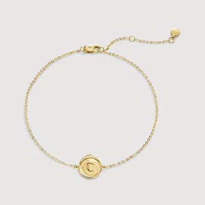 Monica Vinader Gold Mini Initial Stamp C Chain Bracelet In Gold/14k Solid Gold