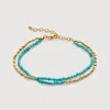 Monica Vinader Gold Mini Nugget Gemstone Beaded Bracelet Turquoise