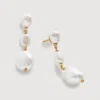 Monica Vinader Womens Yellow Gold Nura Triple Pearl 18ct Gold-plated Vermeil Sterling-silver Drop Ea In White