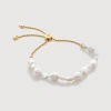 Monica Vinader Gold Nura Irregular Pearl Friendship Bracelet Pearl In White