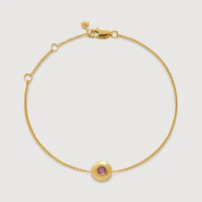 Monica Vinader Gold October Birthstone Chain Bracelet Pink Tourmaline