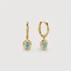 Monica Vinader Gold Odyssey Gemstone Huggie Earrings Aquamarine In Gold