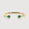 Monica Vinader Gold Odyssey Gemstone Open Cuff Green Onyx In Gold