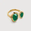 Monica Vinader Gold Odyssey Gemstone Open Ring Green Onyx In Gold