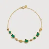 Monica Vinader Gold Odyssey Gemstone Pebbled Chain Bracelet Green Onyx In Gold