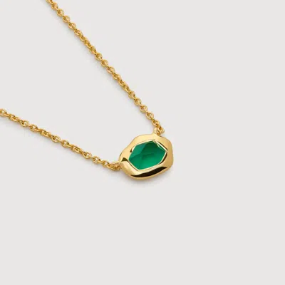 Monica Vinader Gold Odyssey Gemstone Small Chain Necklace Green Onyx In 18ct Gold Vermeil/green Onyx