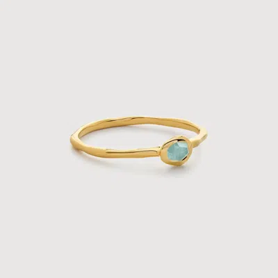 Monica Vinader Gold Odyssey Gemstone Stacking Ring Aquamarine In 18ct Gold Vermeil/aquamarine