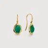 Monica Vinader Gold Odyssey Gemstone Wire Earrings Green Onyx In Gold